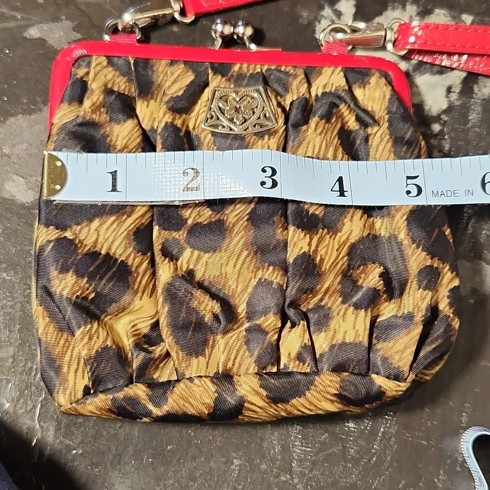 BRIGHTON Vng Cover Girl Pursette Leopard Pnt Kiss Lock Mini Crossbody Coin Purse
